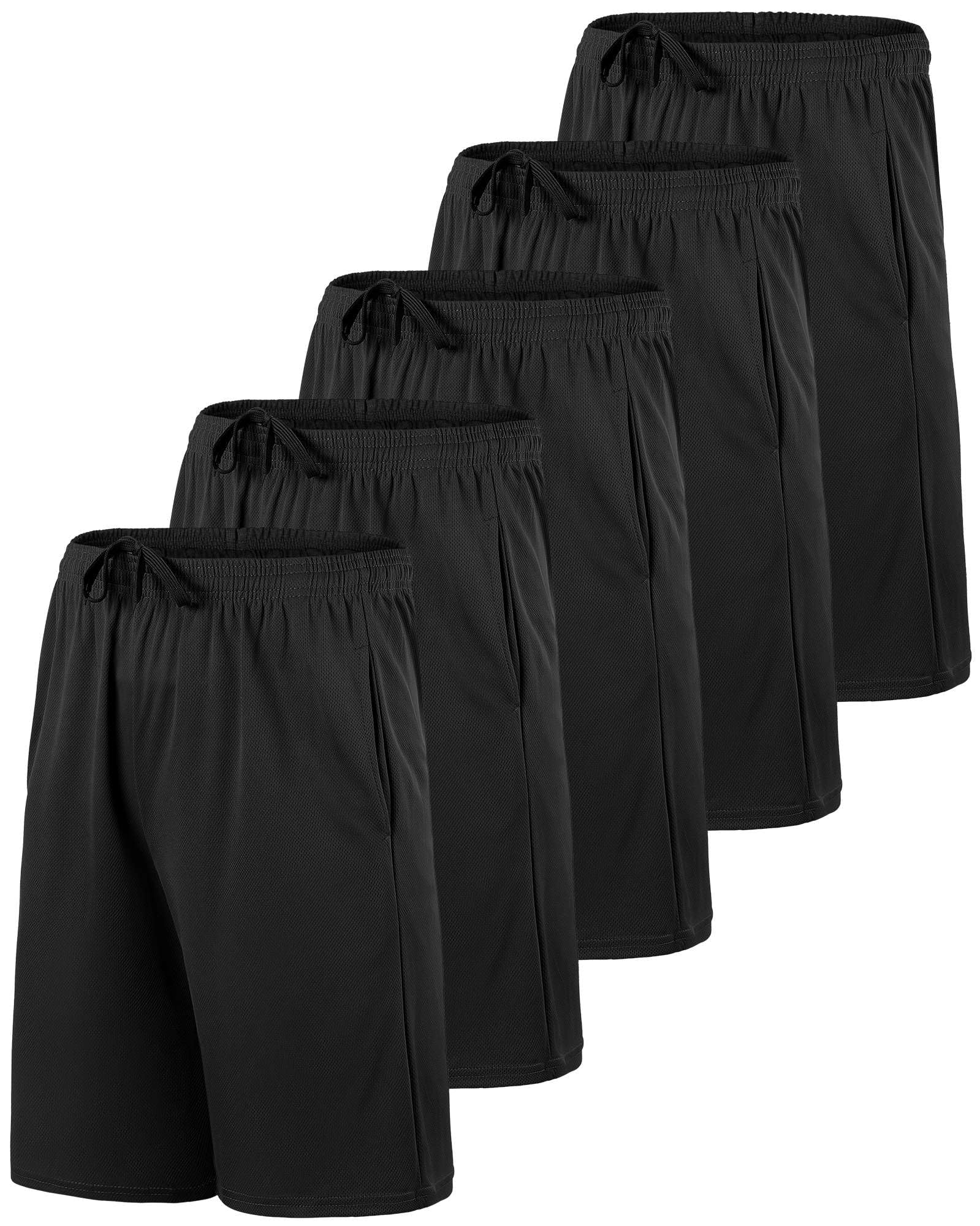 5 Pack Boys' Mesh Athletic Shorts Basketball Kids Soccer Sports Pockets