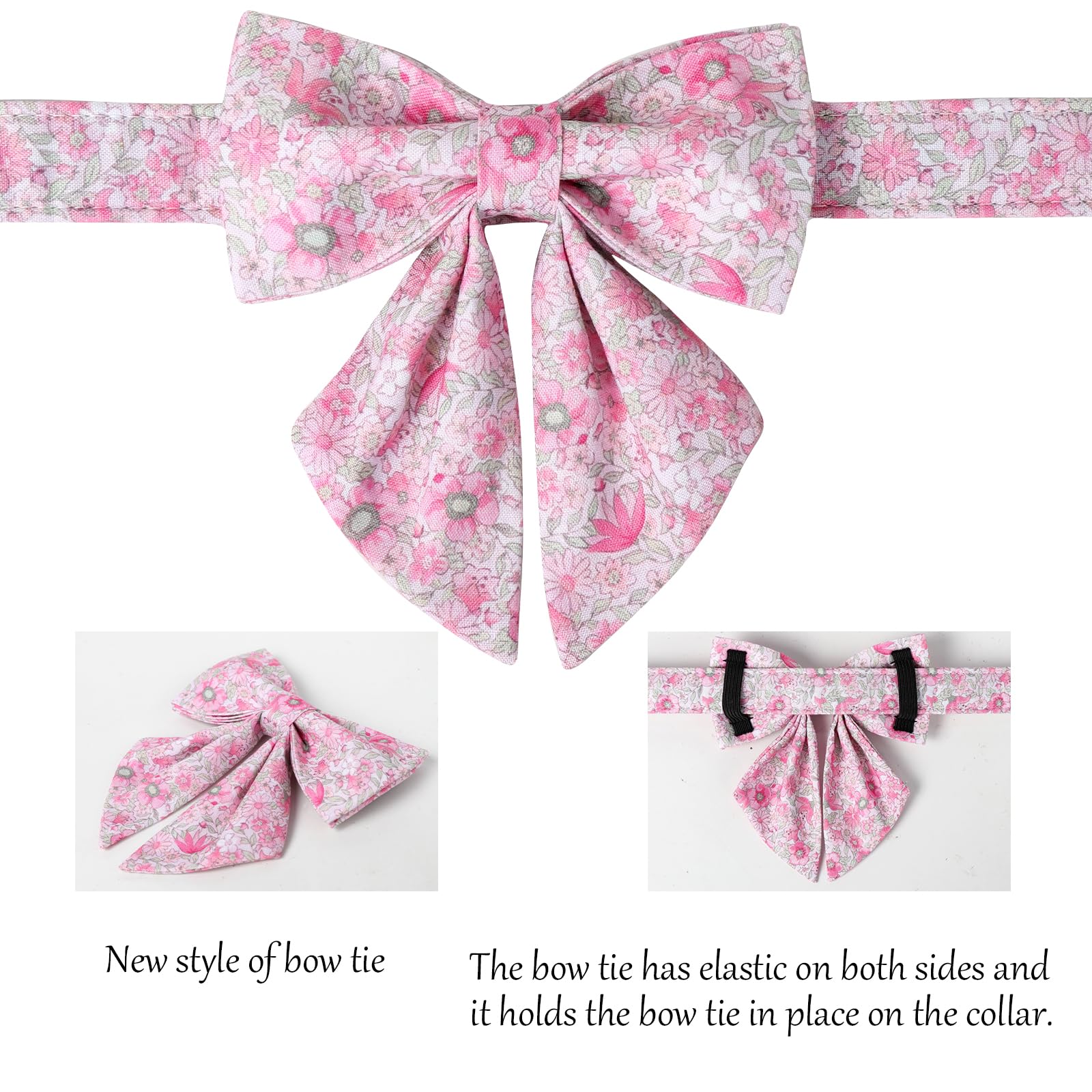 Lionet Paws Design Dogs Collar Cute Flower Sailor Bow Dog Collars for Girl Female Small Medium Dogs with Spring Floral S - Image 2