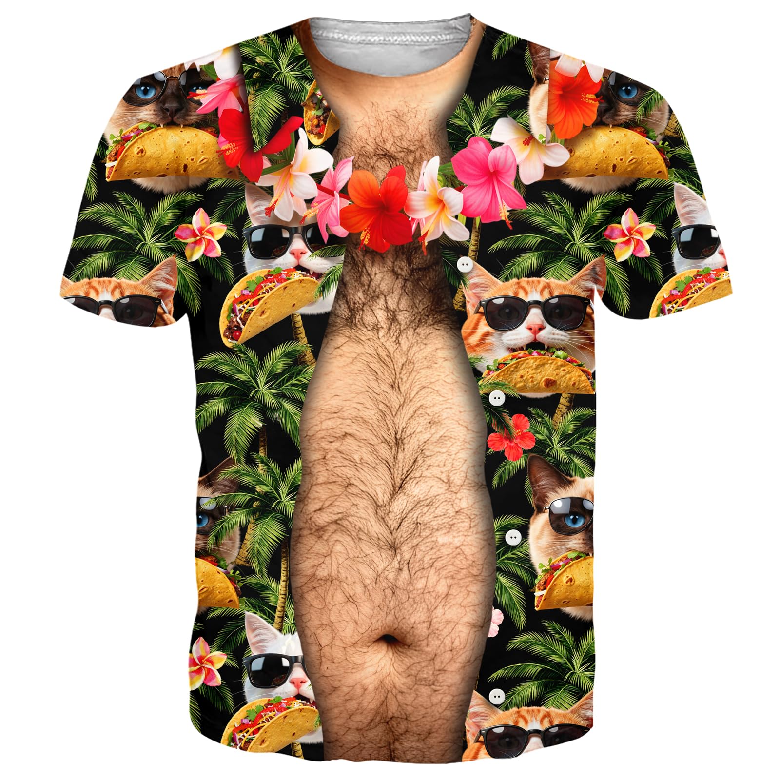 Goodstoworld Unisex 3D Fake Abs T Shirts Shredded Chest Printed Short Sleeve Costume Novelty Tees Shirt