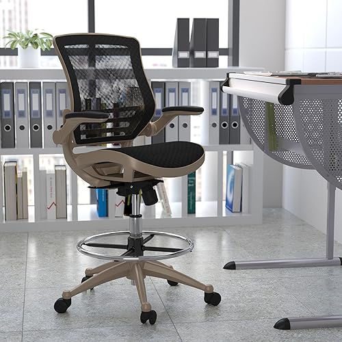 Miniatura 2 de Silla Flash Furniture de malla, negra, transparente, con marco dorado melrose y brazos abatibles, Metal, Negro, "Negro