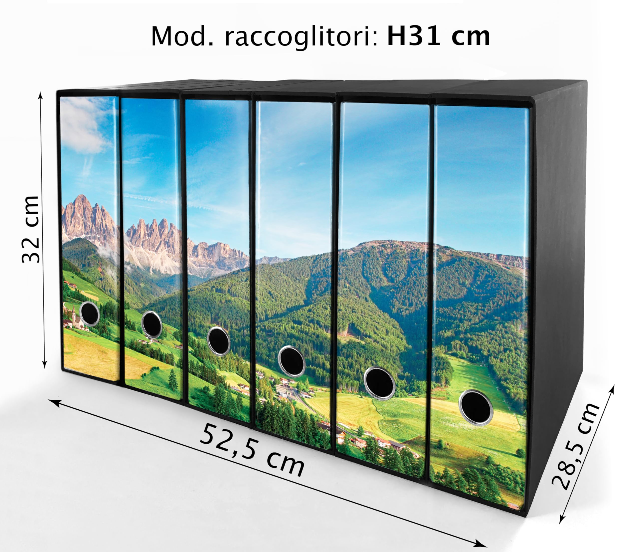 Set da 6 raccoglitori ad anelli - SCENARIO ALPINO (H31 cm con 4 anelli)