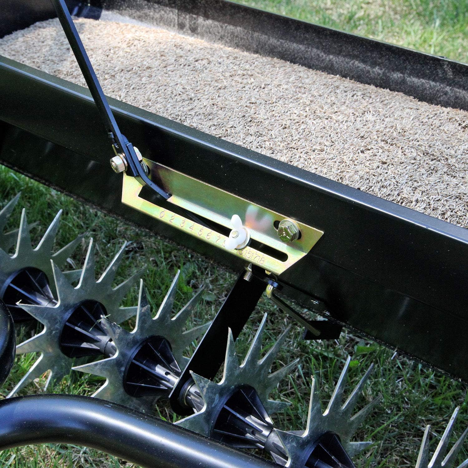 Brinly AS-40BH-A Tow Behind Combination Aerator Spreader with Universal Hitch, 40-Inch, Matte Black : Patio, Lawn & Garden