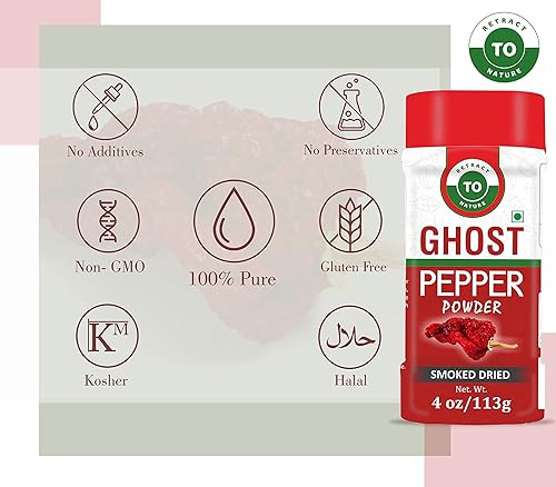 Miniatura 6 de Polvo de pimienta fantasma (Bhut Jolokia Chili)  4 oz113 gm, 100% puro, ahumado, picante y picante en polvo, añade un sabor único, delicioso,