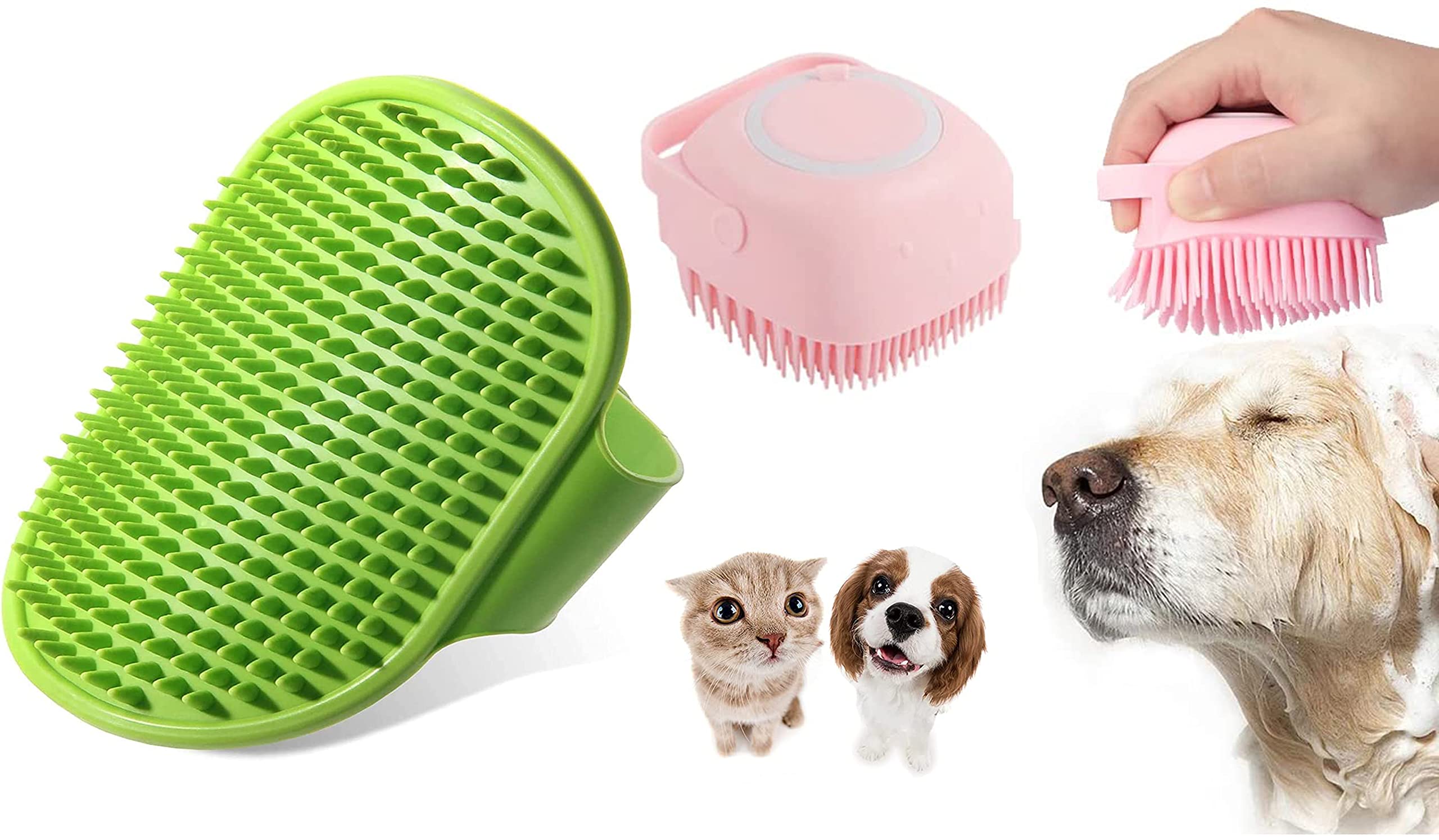 Pack of 2 Dog Grooming Brush, Pet Shampoo Bath Brush Soothing Massage Rubber Dog Bath Brush, Pet Massage Brush Shampoo Dispenser, Soft Silicone Brush Rubber Bristle for Dogs and Cats Shower Grooming (B0BS1F389R) Amazon Price History, Amazon Price Tracker