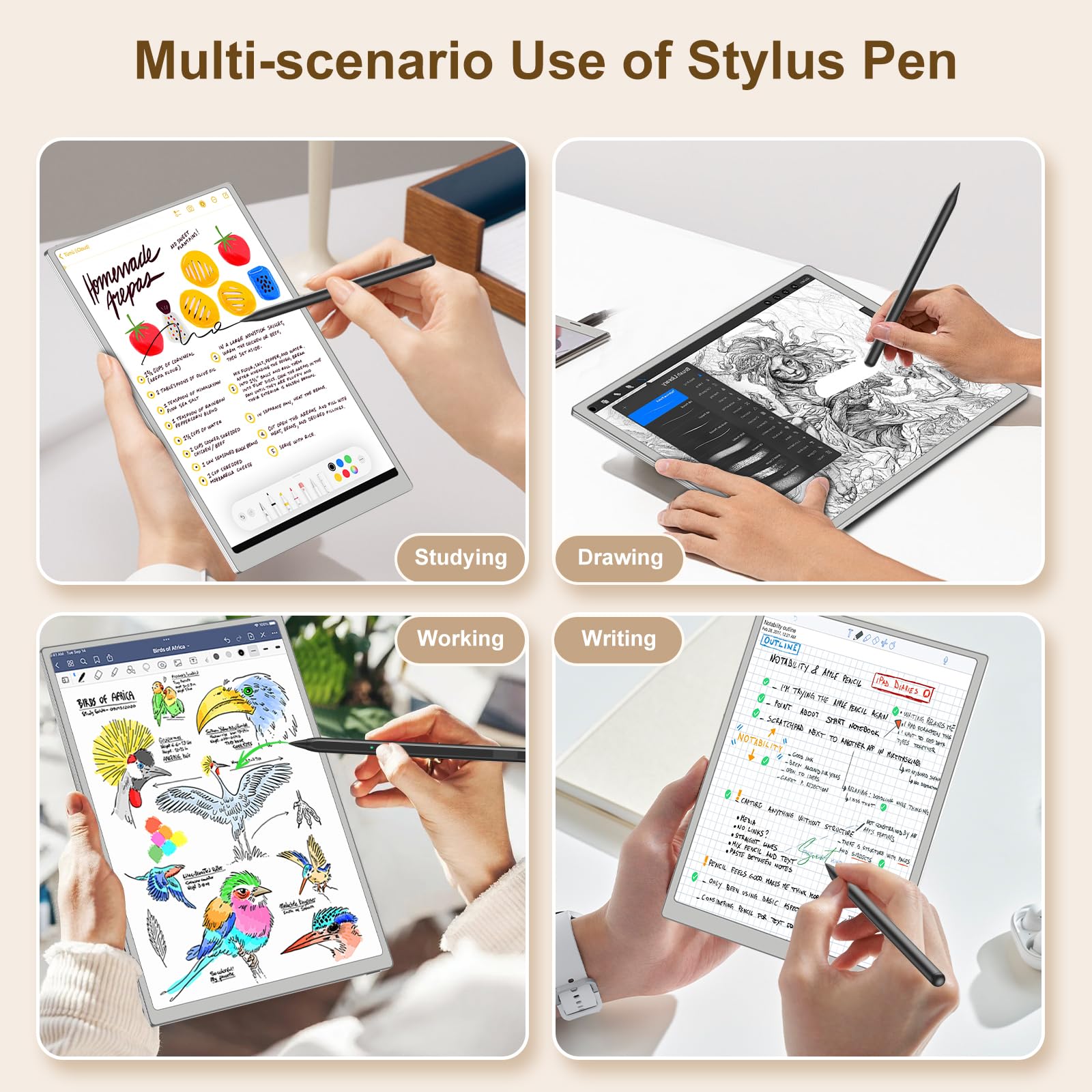 TiMOVO Stylet Magnétique Compatible avec Remarkable Paper Pure/Pro/Pro Move avec Gomme,Stylo Rechargeable avec Sensibilité à la Pression 4096, Inclinaison,Rejet de la Paume et Pointes de Rechange,Noir