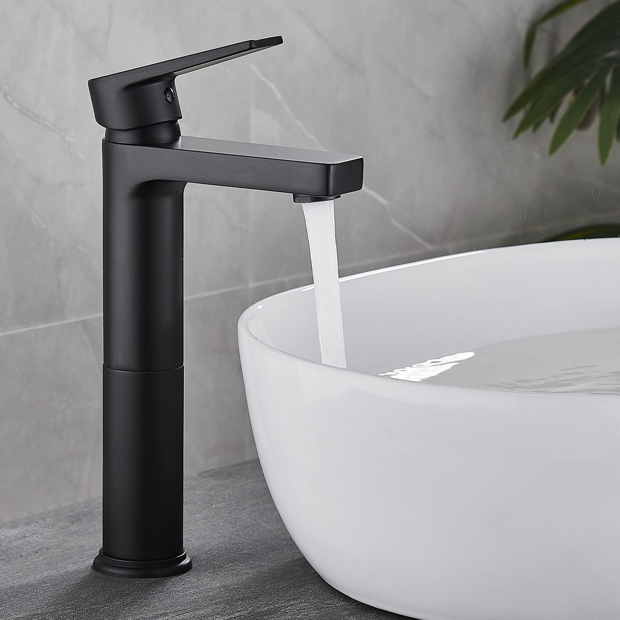 Robinet Mitigeur De Salle De Bain Noir Avec Finition Dorée - À Levier Unique, En Laiton, Pour Lavabo De Comptoir - Design Creux Et Moderne - 8