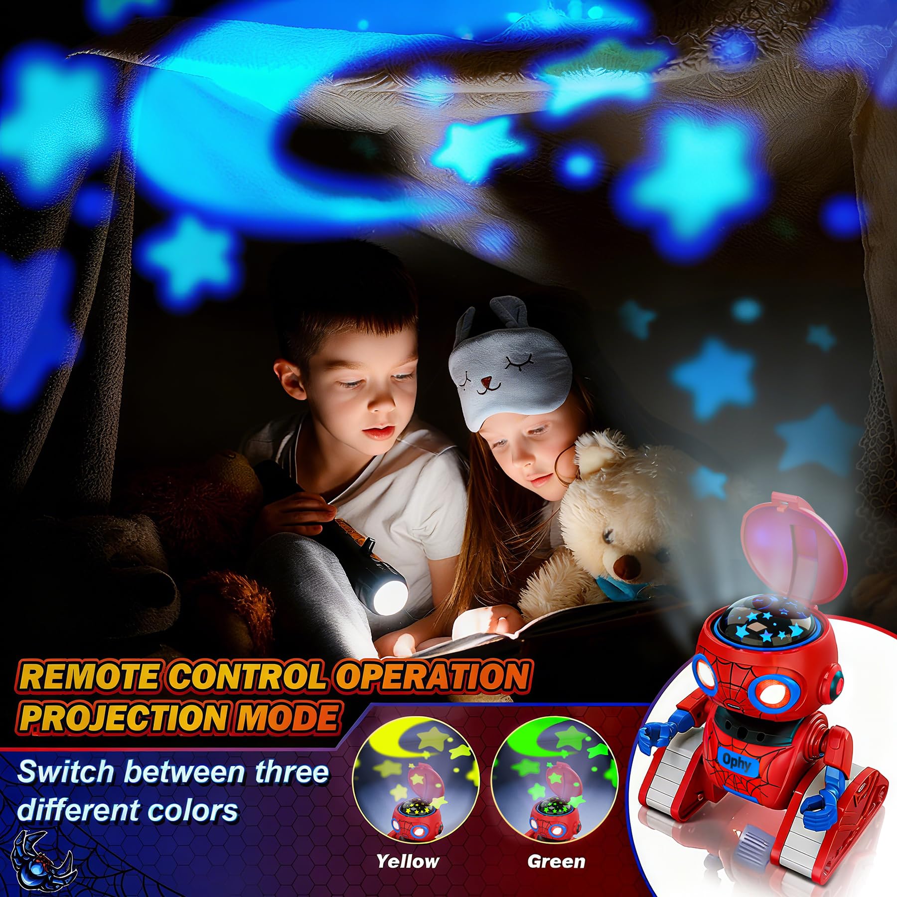 Ophy Robot de Projection Enfant Jouet, avec Yeux LED, Musique et Sons Intéressants pour Garçons et Filles à Partir de 3 4 5 6 7 8 9 10 11 12Ans Halloween Cadeau d'anniversaire (Rouge)