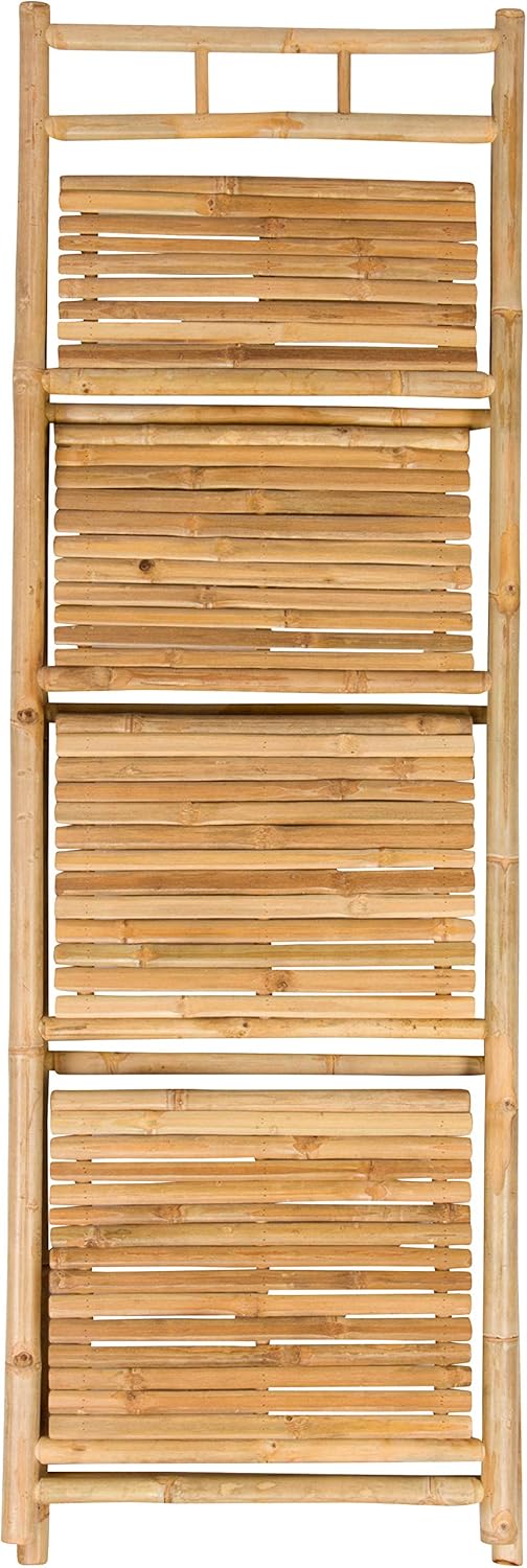 Statra 4-tier Bamboo Shelves Folding Book Case Medai Cabinet Shelf, Natural
