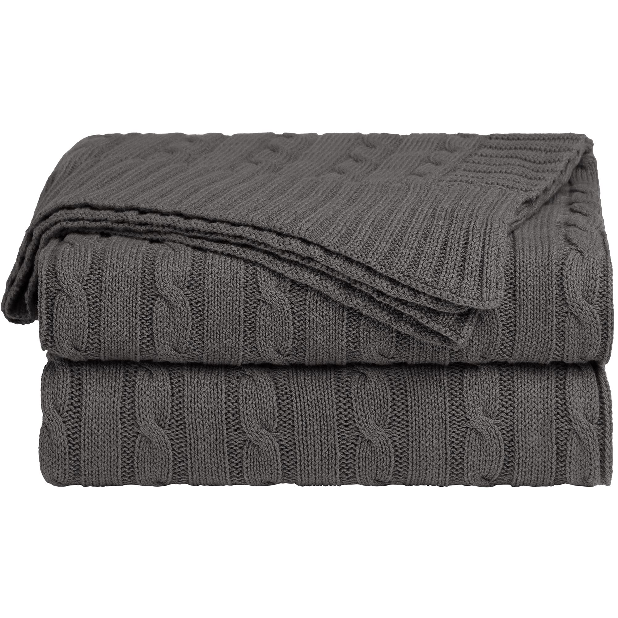 sourcing map Algodón Cable Punto Manta, Suave Súper Tiro Sofá Mantas, Decorativas Tejidas Mantas para Sofá Cama Gris Oscuro Tiro (47 "x 70")