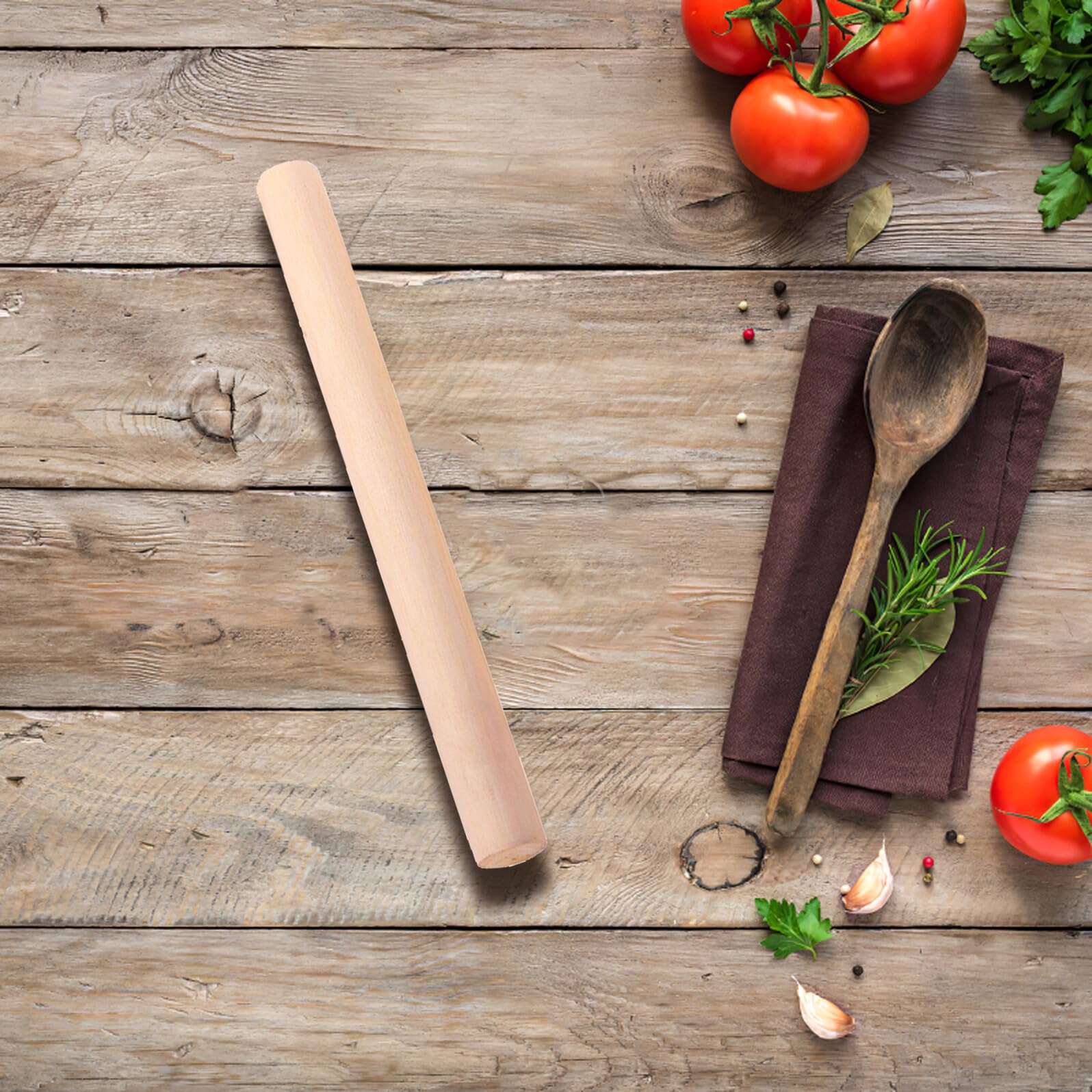 PACKOVE Rodillo de Madera para Repostería 10 Piezas Superficie Lisa sin Rebabas, Adecuado para Masa de Galletas y Panadería, Color Caqui Resistente y Práctico