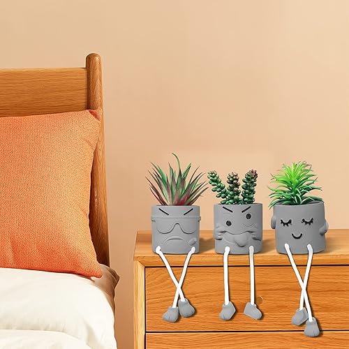 Miniatura 8 de Zerzsy Juego de suculentas artificiales, plantas suculentas artificiales, mini plantas falsas en macetas, plantas sintéticas, decoración de