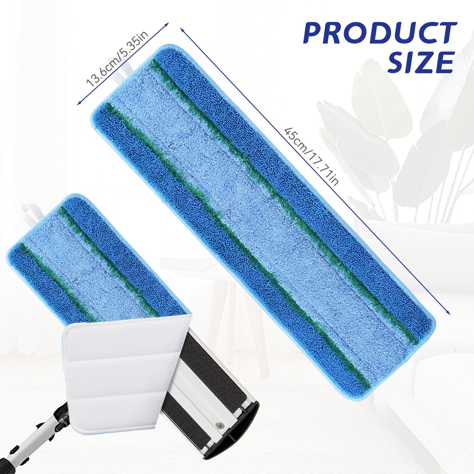 Lot de 12 tampons de rechange en microfibre pour balai Rubbermaid Commercial de 45,7 cm, serpillère de 43,2 cm, système de nettoyage commercial réutilisable humide et sec, tête de recharge de 45,7 cm,