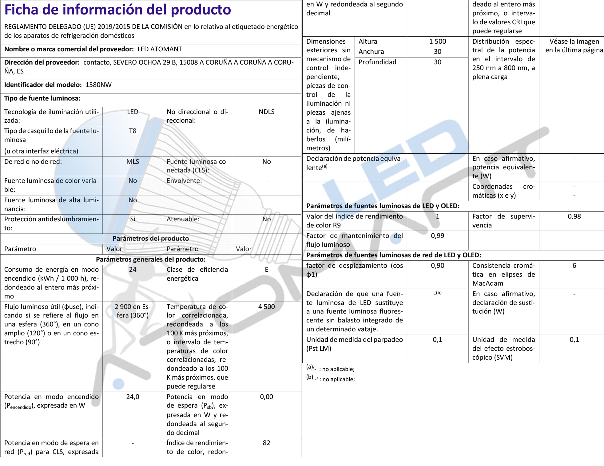 LED ATOMANT Pack 4x Tubo LED 150cm 24W, Color Blanco Neutro (4500K), Standard T8 G13, 2400 lumenes, Cebador LED incluido