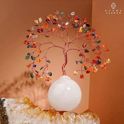 Miniatura 7 de Árbol de la vida de cristal de 7 chakras, decoración de escritorio para el hogar y la oficina, curación de reiki de 7 chakras, árbol de decoración