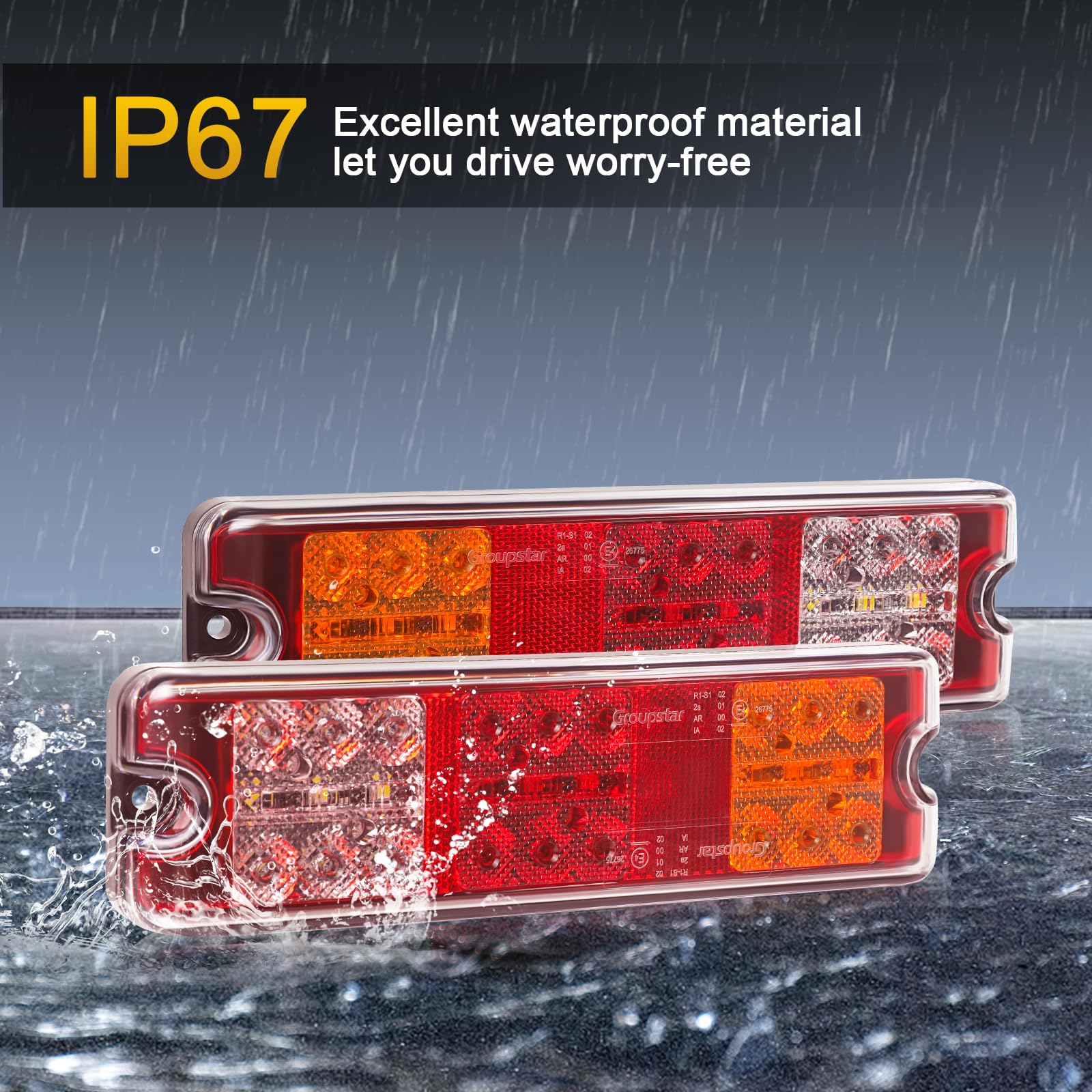 2 Stück LED Anhänger Rückleuchten 12V/24V 27 LEDs Superhelle wasserdichte mit Blinker,Bremse,Rück,Rückfahr,Reflektorlampe für RV LKW KFZ Traktor Bootsanhänger