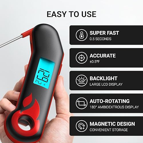 Miniatura 2 de ThermoMaven Termómetro profesional para carne, lectura instantánea en 0.5 segundos, precisión certificada por NIST 0.5 F, impermeable IP67,