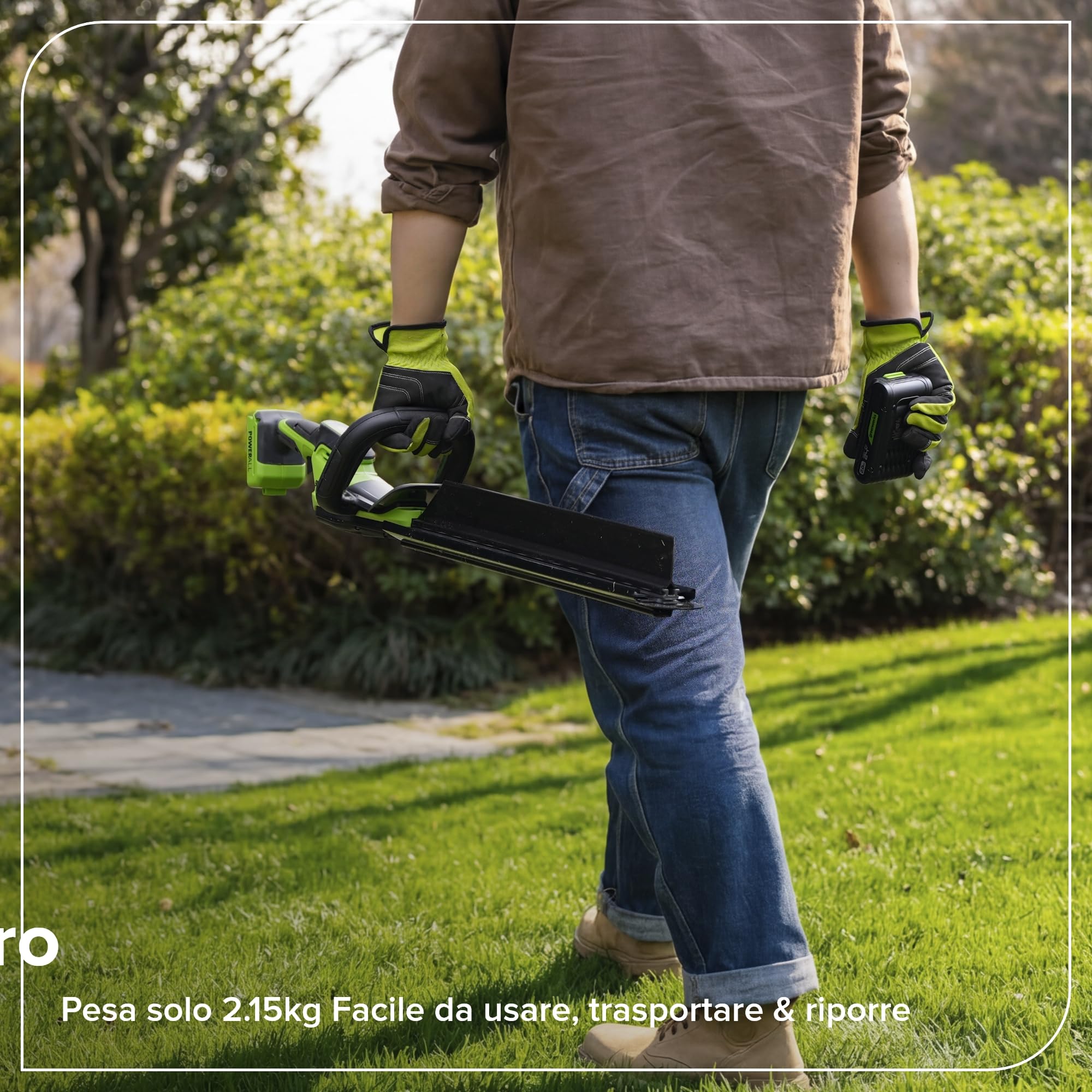 Greenworks Cortasetos a batería 24V 56 cm con batería incluida, Motor brushless, Cuchilla Doble acción 28 mm, Hedge Sweeper, Cargador HT2202A1
