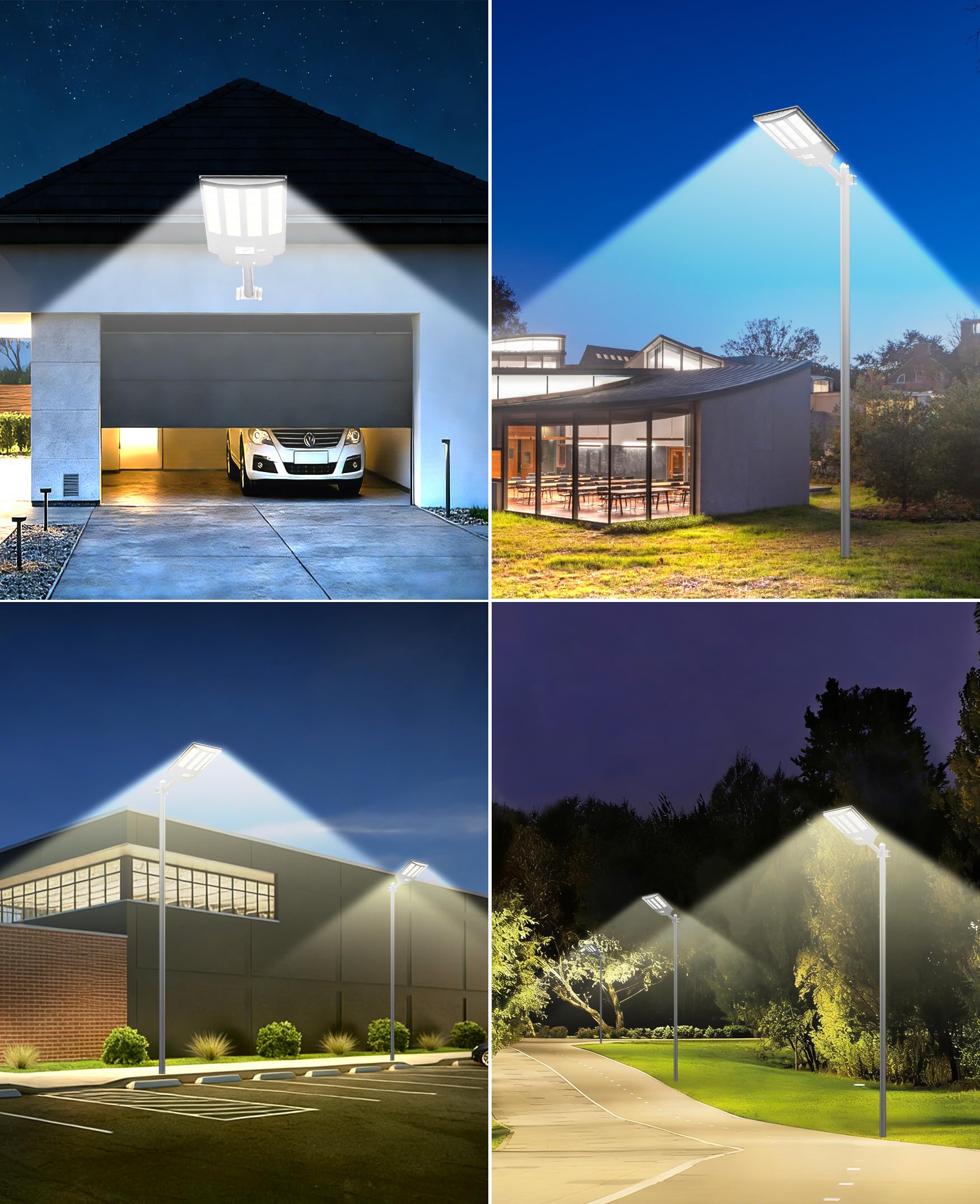 JAYNLT Y-4000W Lampione Solare da Esterno, Faro led Esterno con Sensore di Movimento e Telecomando, 3000K/4000K/6500K Lampioni Stradale Solare IP67 per Cortili, Garage, Fattorie