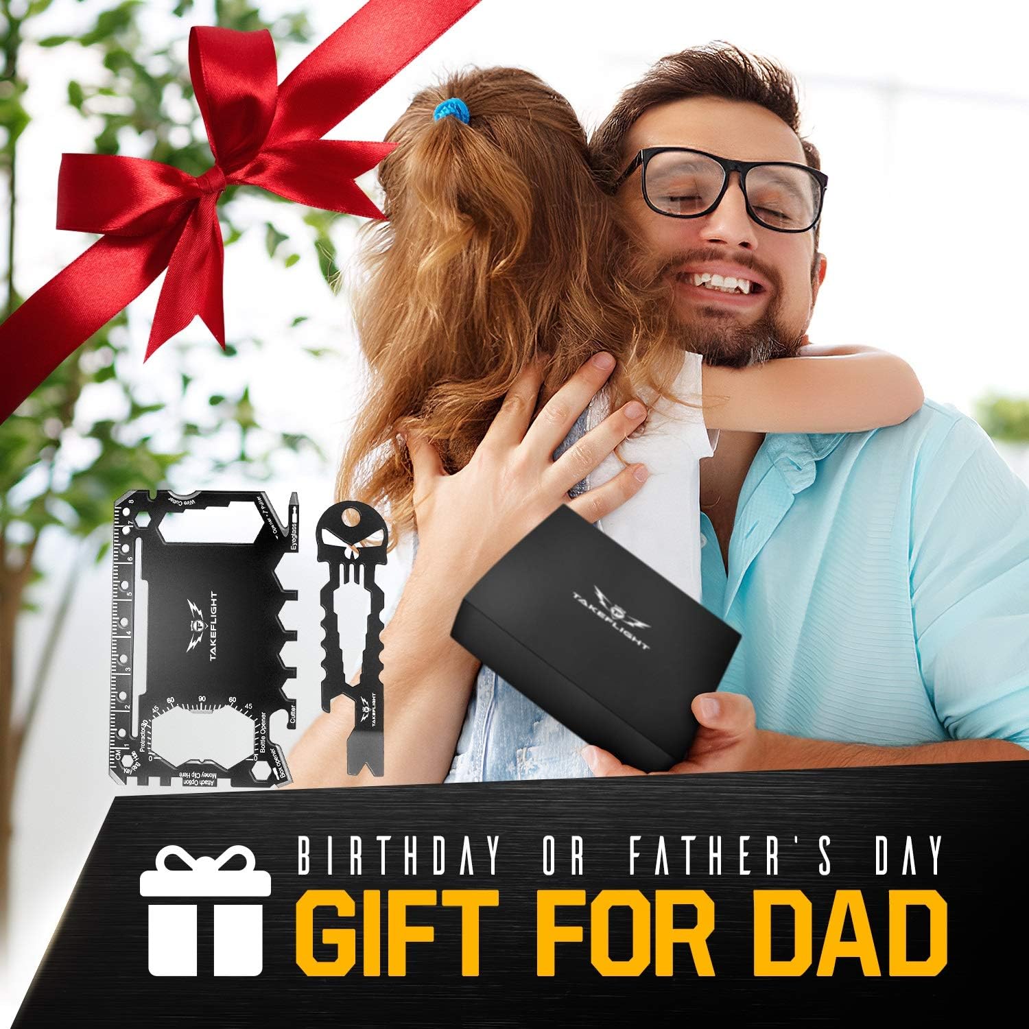 Credit Card Tool Gift Set - Tactical Pocket Tool Gadgets for Men | EDC Keychain with Beer Bottle Opener - Wallet Giftset + Pocket Survival Tools - Multi Tool Accessories in Gift Box