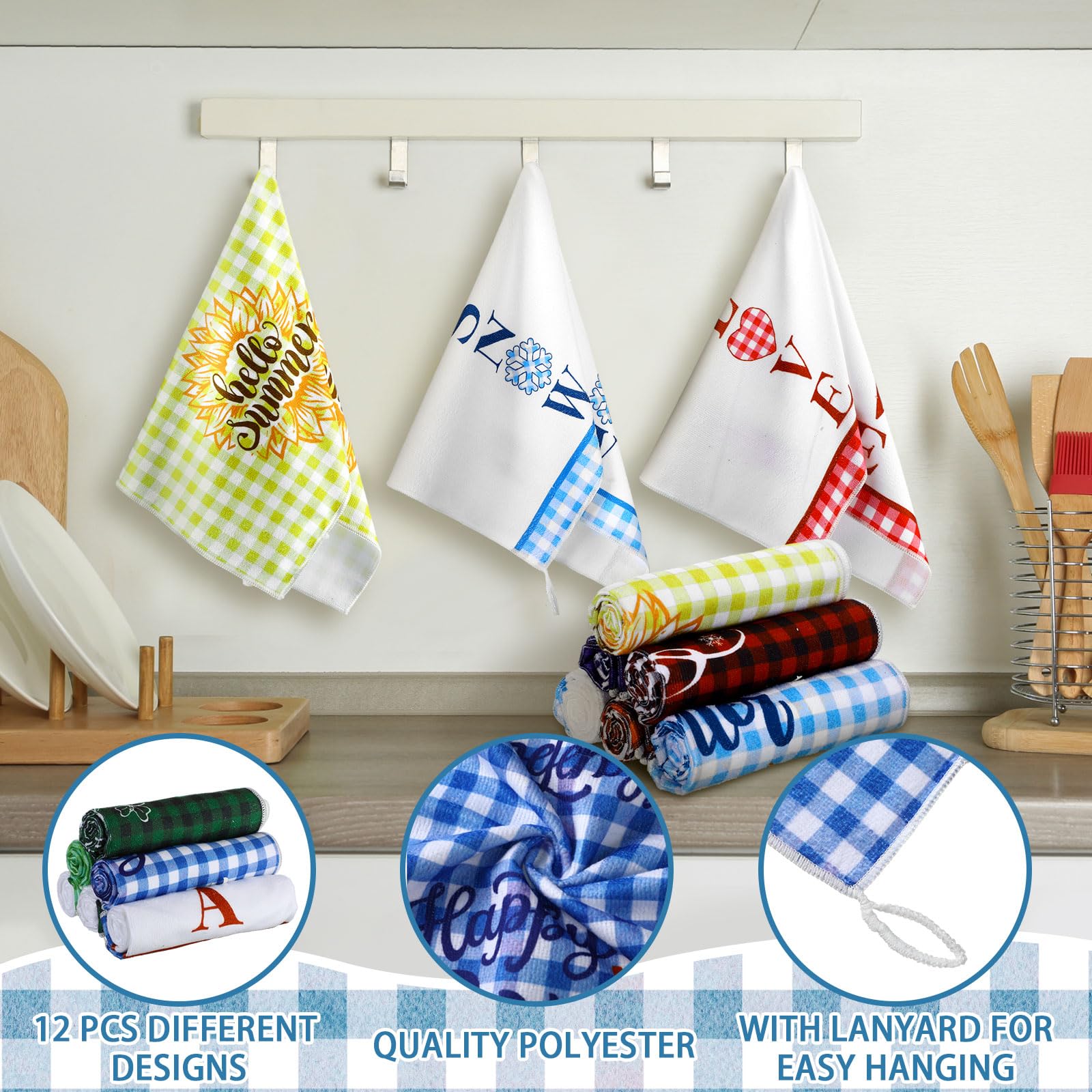 Set Strofinacci Da Cucina In Microfibra 40x61 Cm - Decorativi E Assorbenti - Confezione Da 109 Pezzi - 3