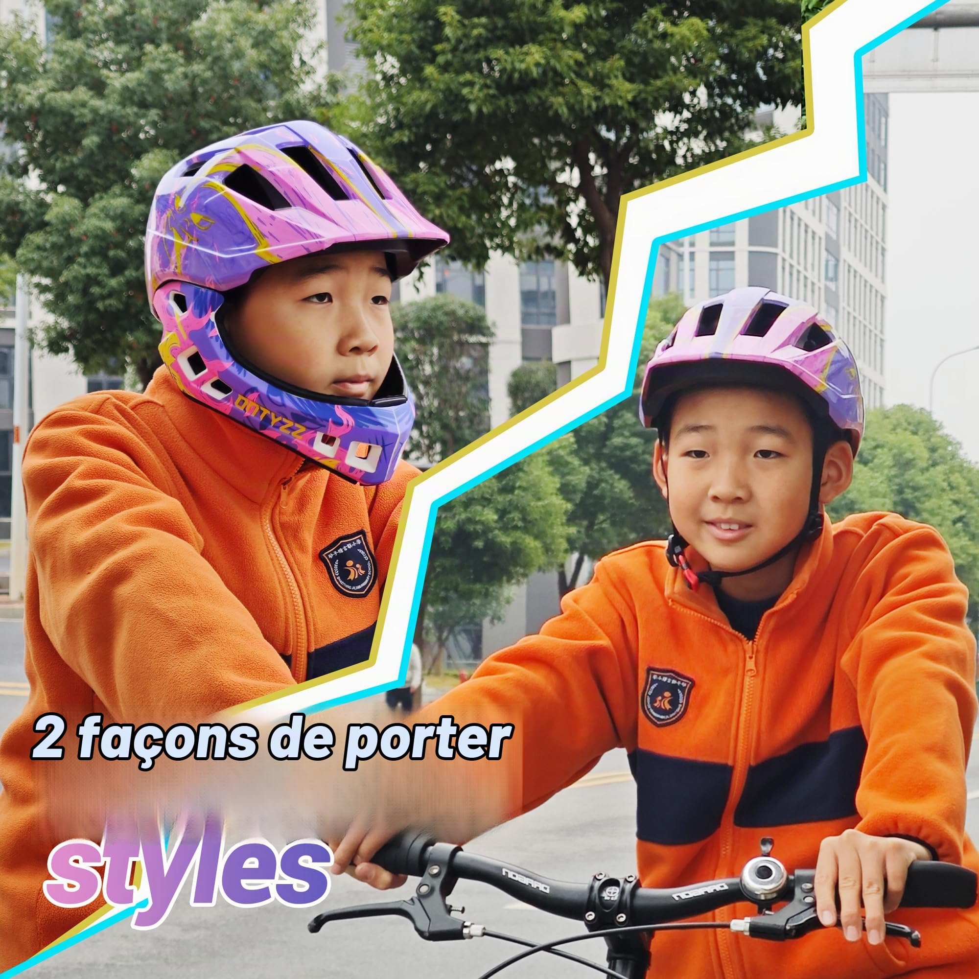 Casques de Vélo Enfants Casque Intégral Vélo VTT Garçon Fille Casque Enfant Velo Con Détachable Menton Protection pour Skateboarding Roller Skating