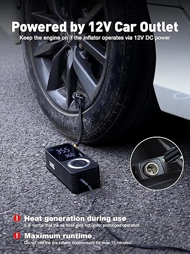 Miniatura 6 de SMART JERRY - Compresor de aire portátil para inflador de neumáticos  Mini bomba de neumáticos inalámbrica para bicicleta con medidor  Compresor de