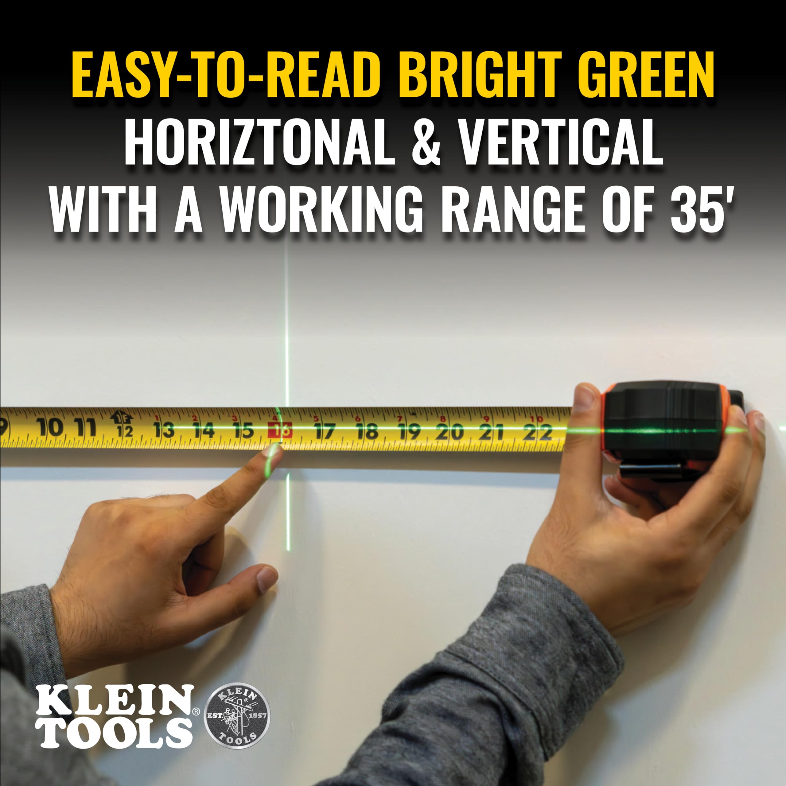 Klein Tools 93MCLG Livella Laser Autolivellante, Mini Livella Cross-Line, Strumento di allineamento livellamento, Verde brillante linee orizzontali e verticali