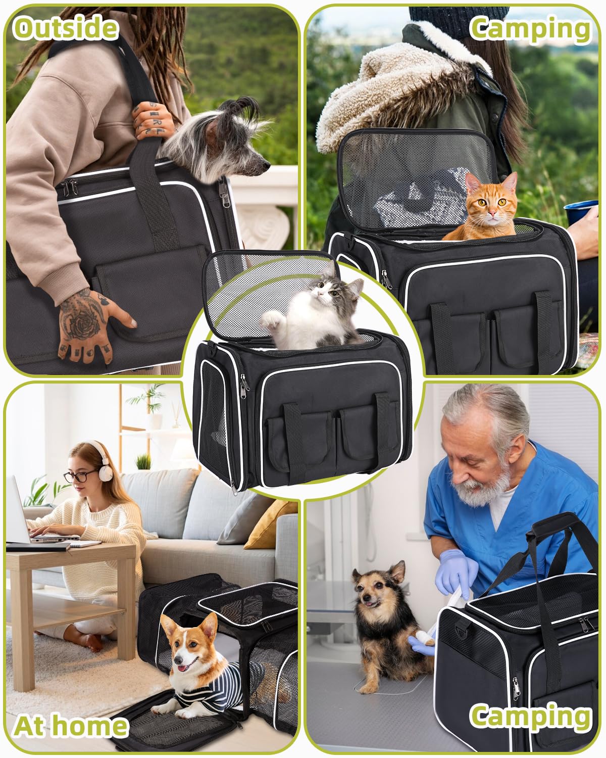 Transportbox Katzen, Katzentransporttasche, Faltbar, Katzentransportbox mit Abnehmbarem Plüschkissen Katzentasche, Tragetasche Katze, Cat Transport Box, Haustiertragetasche