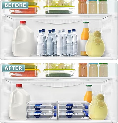 Miniatura 5 de Sorbus Organizador de botellas de agua para refrigerador con tapa, capacidad para 9 botellas, organizador apilable de bebidas para refrigerador,