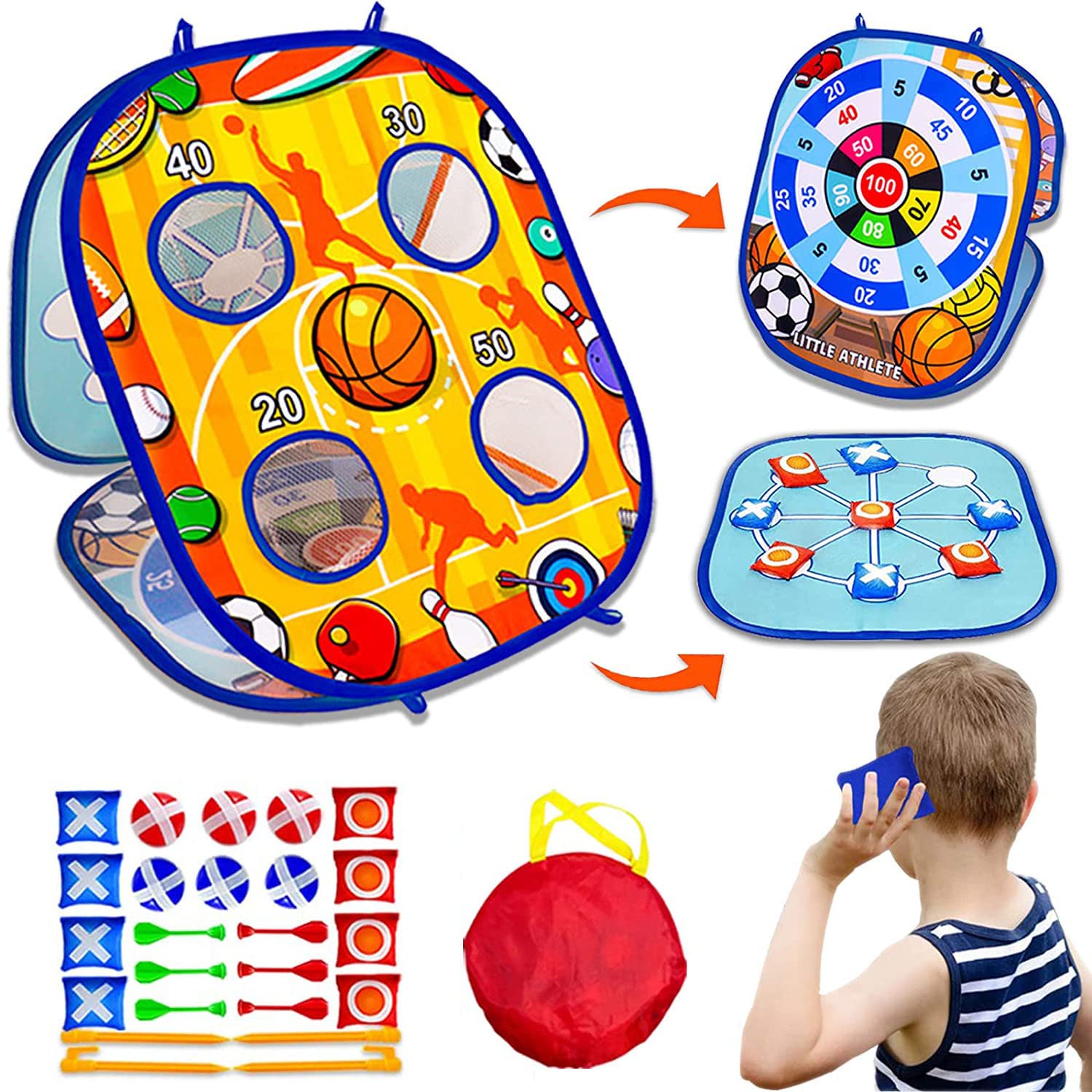 Buy Bean Bag Toss Game for Kids, Collapsible Kids Cornhole Games Set, 4