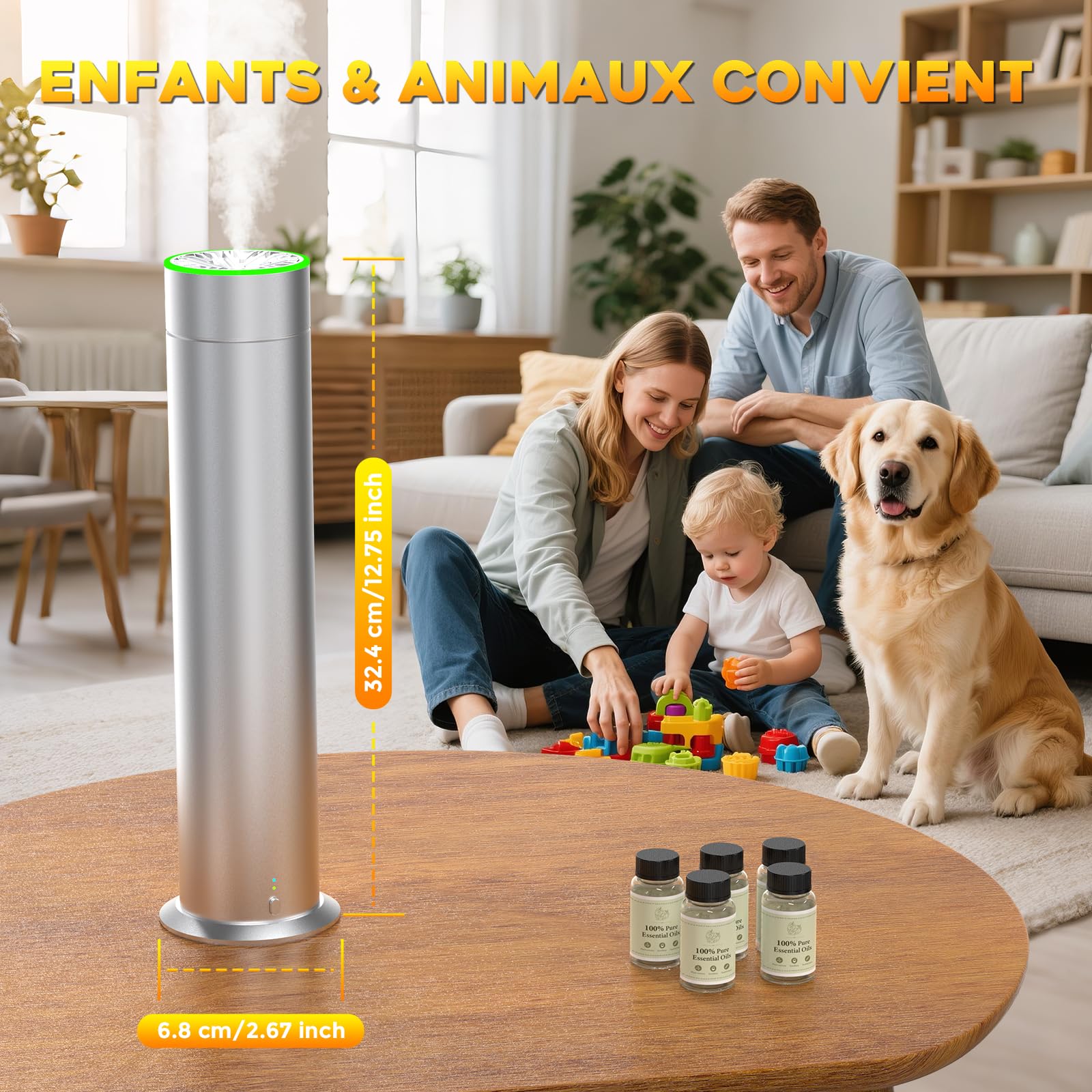 Difusor de aceites esenciales sin agua, difusor de aceites esenciales, 150 ml, cubre 1200 ft², cuadrados con mando a distancia e inteligente APP adecuado para hogares, habitaciones, spas, hoteles