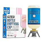 Flip-It! 1-Pack Bottle Emptying Kit - No more wasted product - Fits most plastic bottles - Get out every drop of Shampoos, Lotions, & More - 1 Base Cap, 3 Adapters - Pastel Color Edition