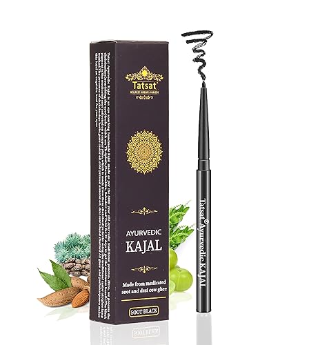 TATSAT-100% Natural Ayurveda a base de hierbas Kajal Lápiz delineador de ojos hecho de Thriphala SOOT