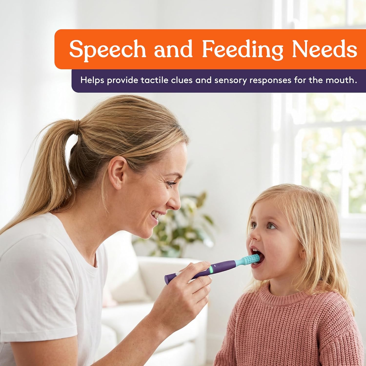 Special Supplies Buzz Buddy Oral Motor Stimulation kit with 6 Soft Textured Interchangeable Heads, Calm Sensory Needs, Support Speech, and Stimulate Self Feeding, Gentle Vibrations