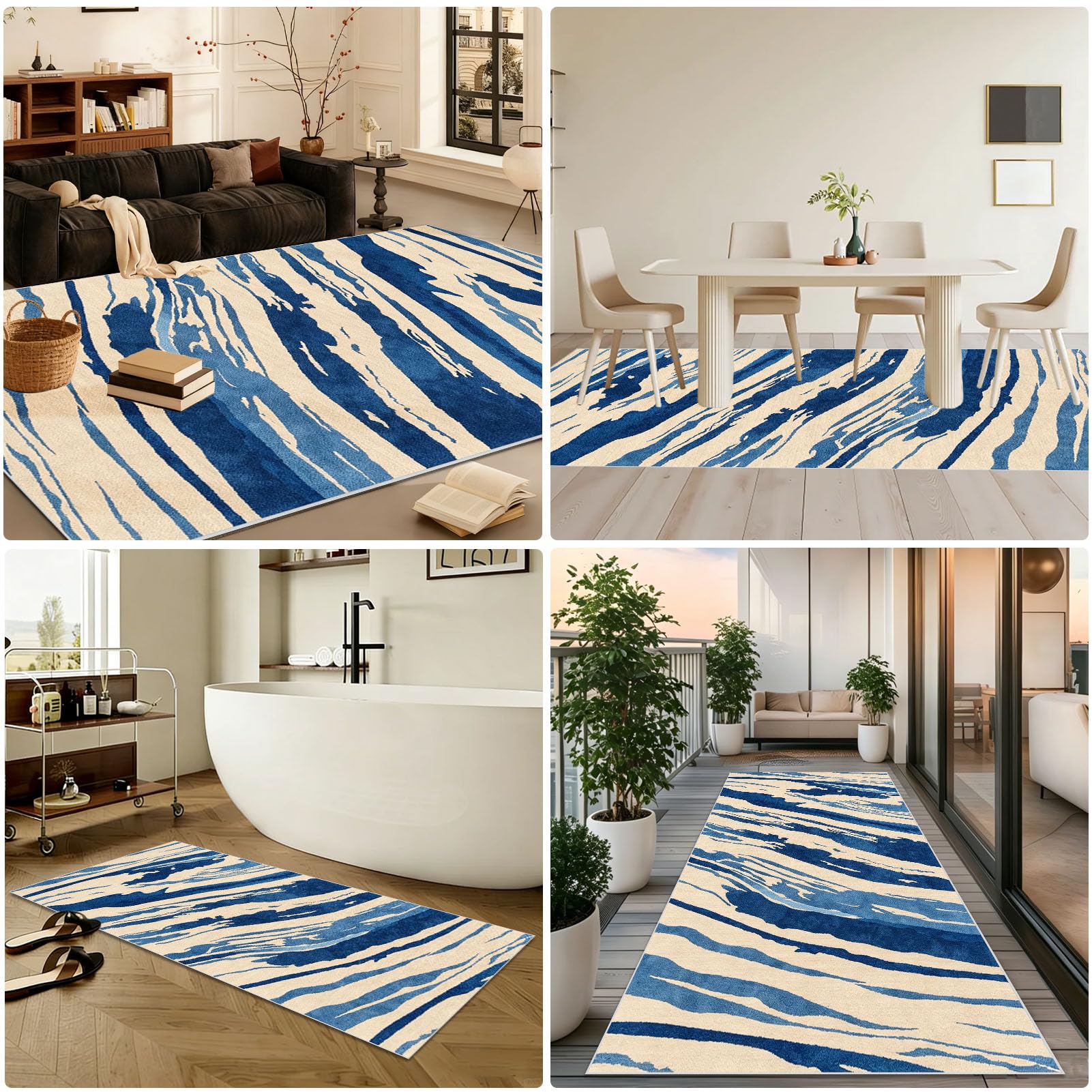 Tapis Couloir Long 80 x 400 cm Lavable en Machine