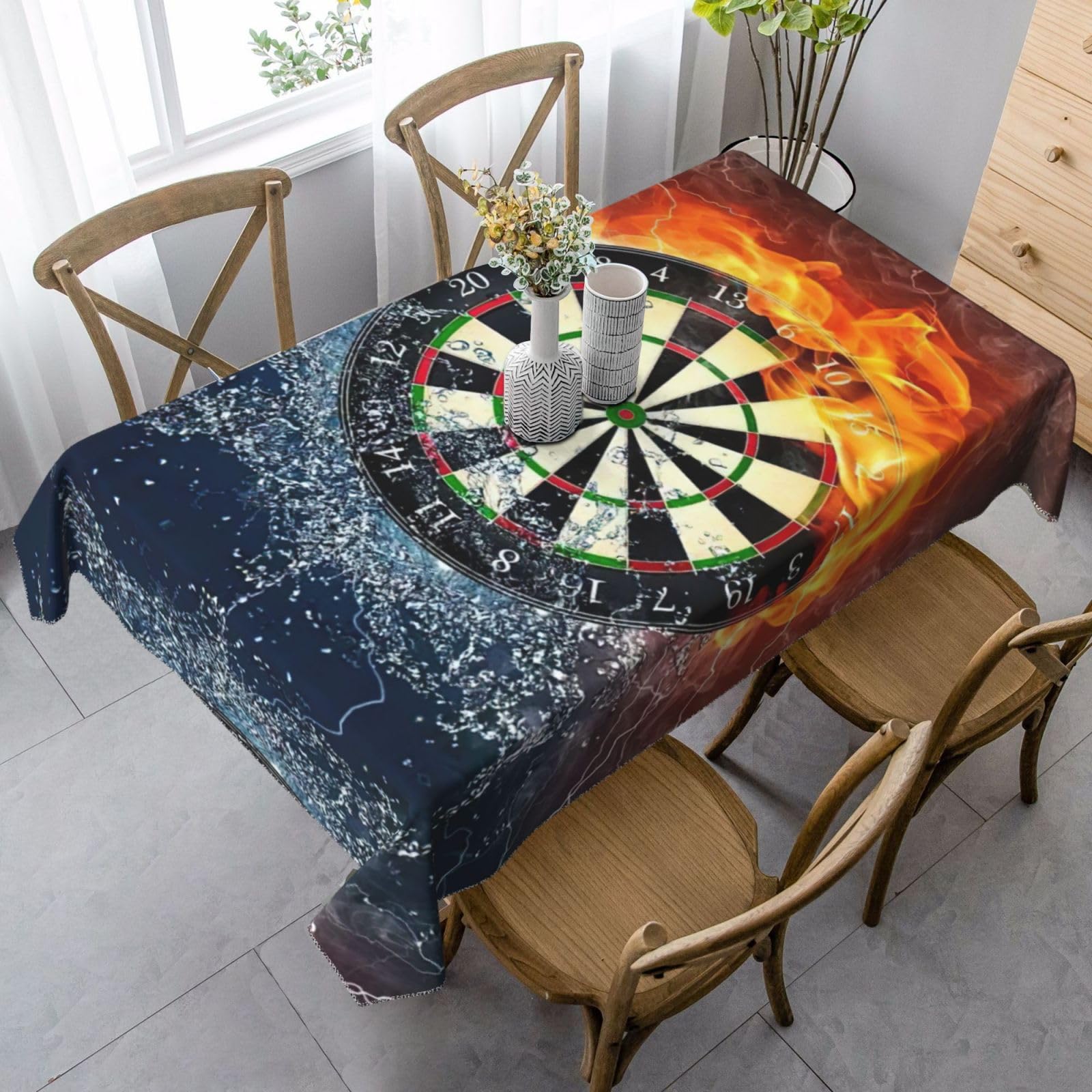 JEJEA Dart Board print Rectangle Tablecloth Wrinkle Free Soft Table Cloth for Dining Christmas Room Decoration