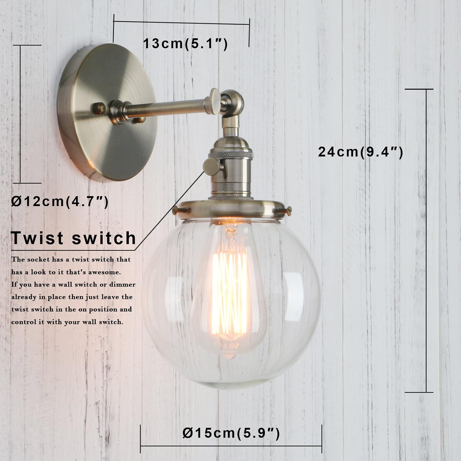 Suреr Dеаl Prоduсt Permo Vintage Industrial Wall Sconce Lighting Fixture with Mini 5.9 Round Clear Glass Globe Hand Blown Shade (Bronze) Bеѕt Dеаl Prоduсt Permo Vintage Industrial Wall Sconce Lighting Fixture with Mini 5.9 Round Clear Glass Globe Hand Blown Shade (Bronze)
