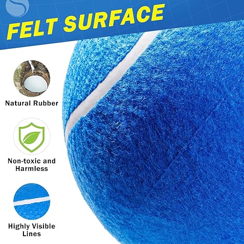 Miniatura 4 de SCENEREAL Pelota de tenis gigante para perros, paquete de 2, pelotas de tenis grandes de 9.5 pulgadas de grosor mejorado para perros, juguetes de