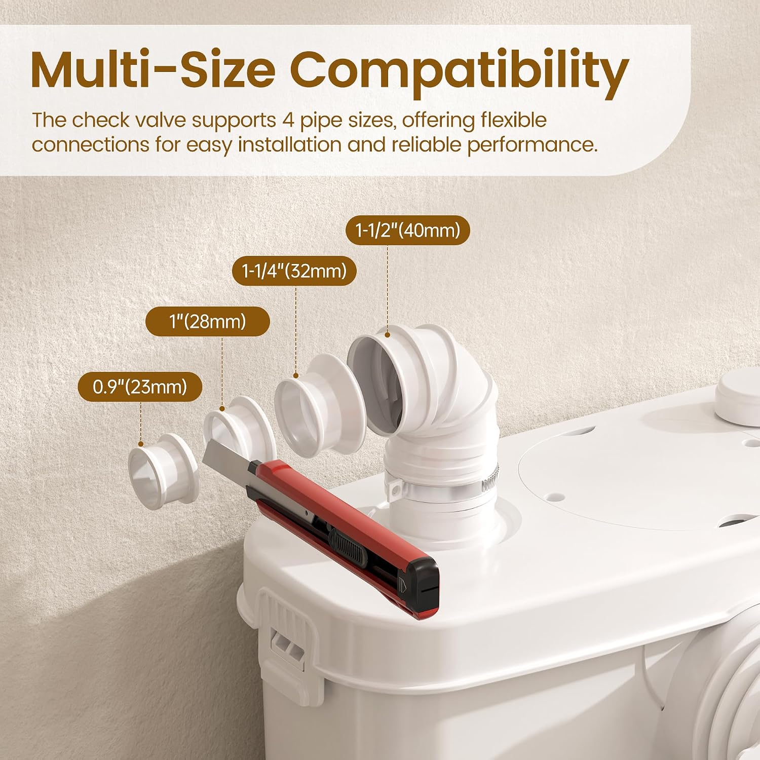 SUPERFLO 500W Macerating Toilet System Upflush Toilet for Basement with 4 Water Inlet for Bathroom & Garage, Macerator Toilets Pump System with 1.28GPF Dual Flush & Easy Install