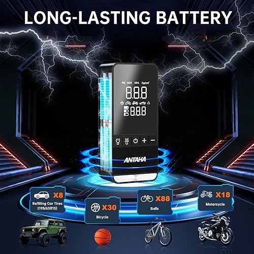 Miniatura 3 de Inflador de neumáticos, compresor de aire portátil, bomba de aire inteligente de 150 PSI para neumáticos de automóvil con medidor de presión