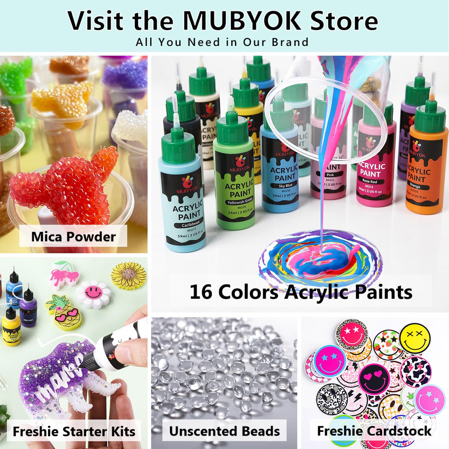 MUBYOK Mattes Acrylfarben-Set mit Präzisions-Applikatorkappe für Auto-Malerei, Zeichen- und Kunstbedarf, Bastelbedarf, Bastelbedarf, 12 Stück