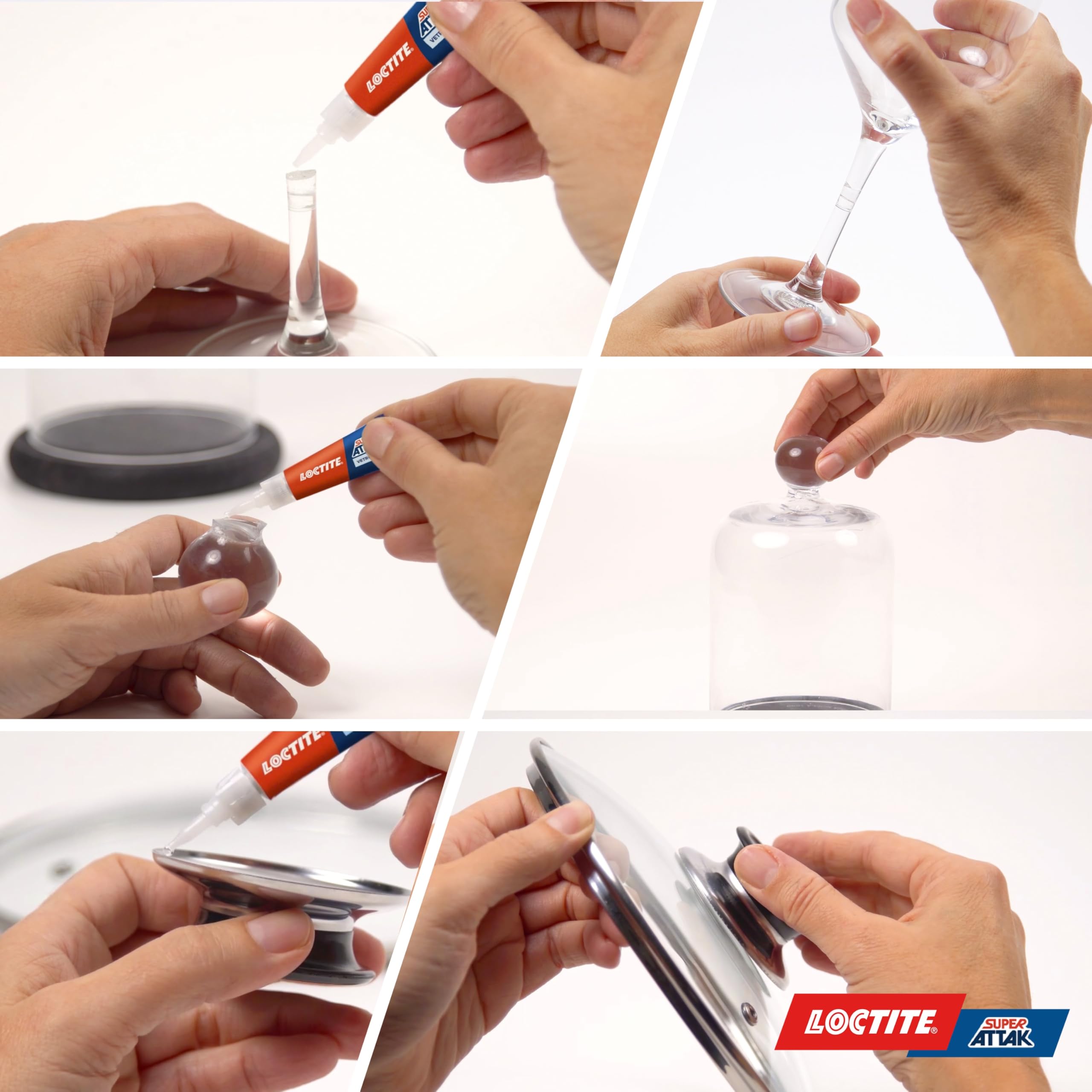 Loctite Super Attak Vetro, Colla per vetro di alta qualità, Adesivo istantaneo per vetro, Colla trasparente facile da usare, durevole e riutilizzabile, 1 x 3g