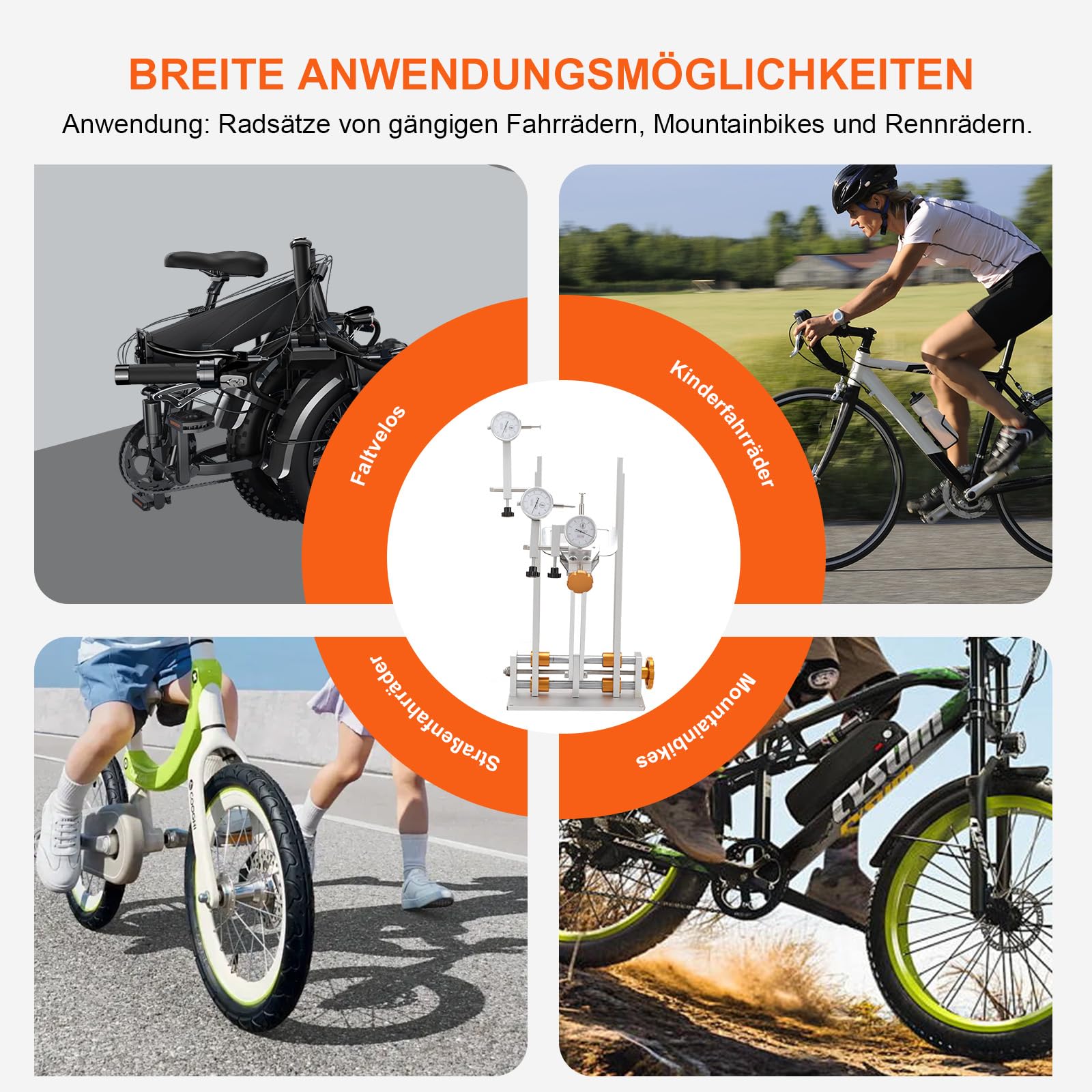 LALABU Fahrrad Zentrierständer, Zentralständer Fahrrad Einstellbare 10-29 zoll Durchmesser, Montageständer Geeignet für Mountainbikes, Fahrräder, Rennräder,Radbreite aufnehmen: 46-195mm