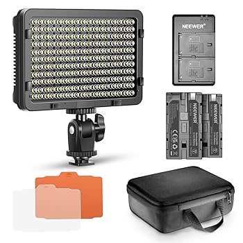 LEDビデオライトセット ポータブルケース付き Amazon | Neewer 調光176 LEDビデオライトセット：176LEDパネル