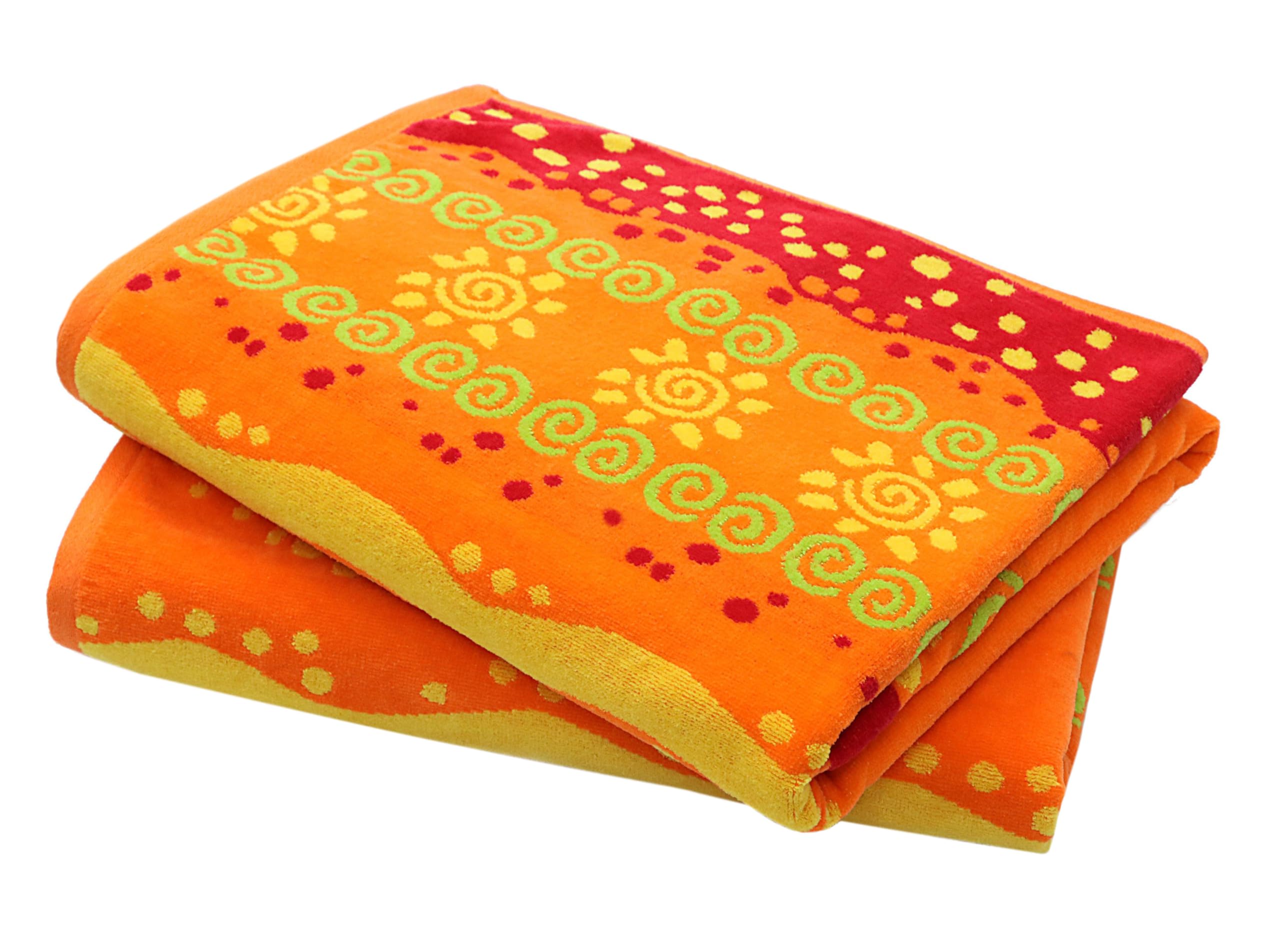 COTTON CRAFT Oversized Beach Towel - 2 Pack 35x70 XL Towels - 100% Cotton Big & Huge Pool Bath Towel - Plush Terry Jacquard Velour 450 GSM Super Soft