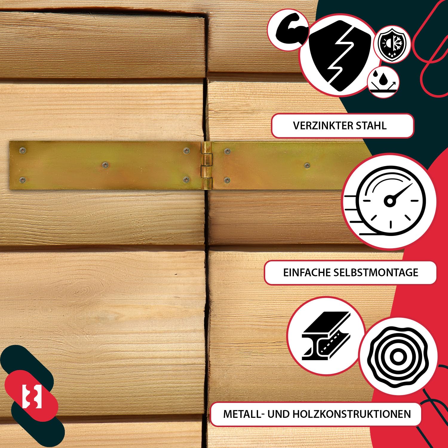 KOTARBAU® 10 x Bisagras de acero inoxidable para muebles, 150x25mm, apaisada, Nudo enrollado, Conector, plegable de doble hoja, libro multiuso para cajas de madera, Galvanizada
