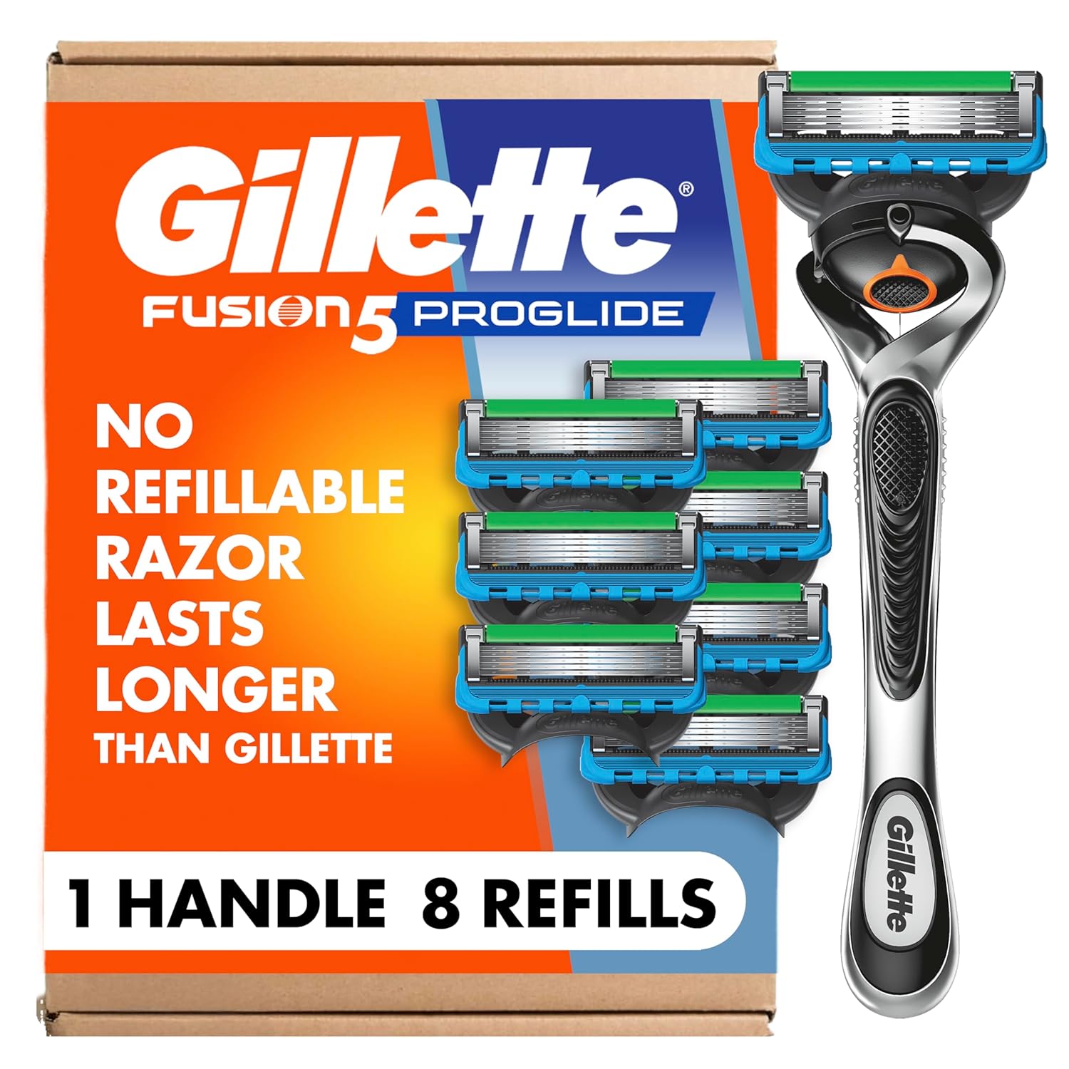 Gillette Fusion5 ProGlide Shaving Razor for Men, 1 Handle, 8 Blade Refills