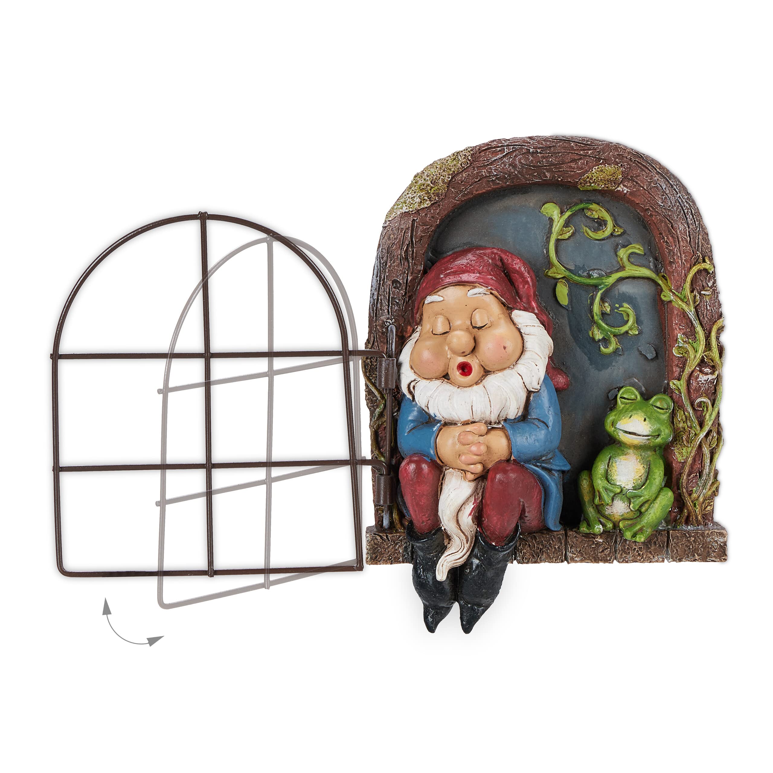 Relaxdays Decoración Árbol Gnomo en la Ventana, Resistente a la Intemperie, para Colgar, 17 x 12 x 4,5 cm, Multicolor