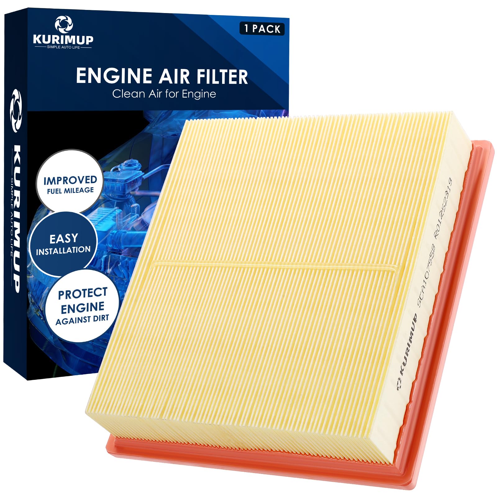 CA10755 Replacement Engine Air Filter, Efficient Filtration Offers 99% Air Purification, Fit for Toyota Avalon/Camry/Highlander/Sienna (2011-2020),Lexus, Grand Cherokee, Dodge Durango.