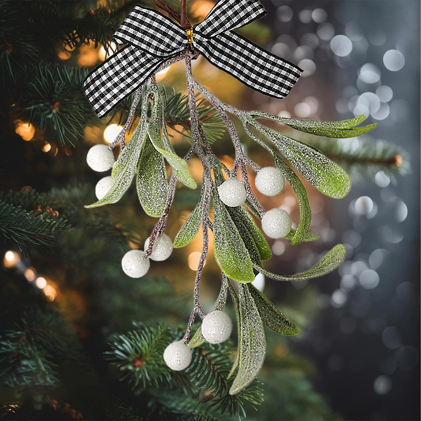 Décoration Gui Artificiel Avec Nœud Velours – Pour Noël, Mariage, Fête D’hiver